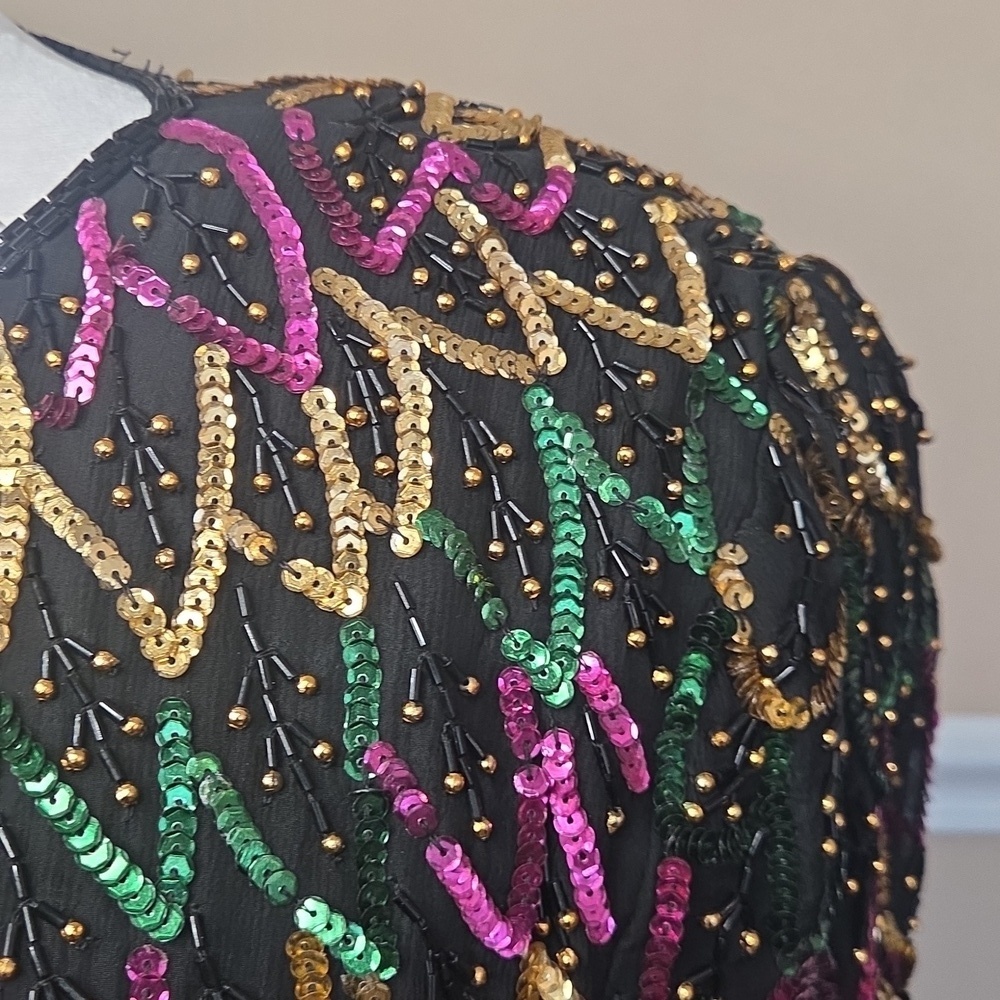 Vintage Stenay Beaded Sequined Multi Colored Dress size M JENNYFER - Picture 13 of 15